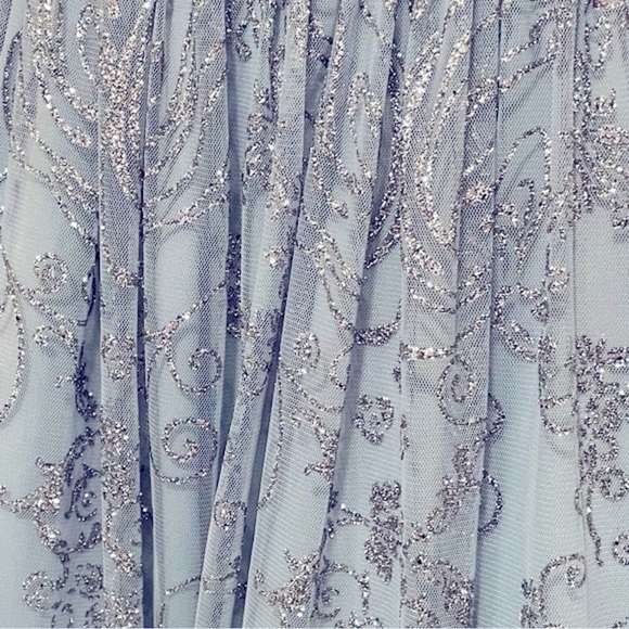 WOMENS BALLETCORE  MINI PROM DRESS  SIZE 7 BLUE, GREY & SILVER GLITTER - Picture 5 of 10